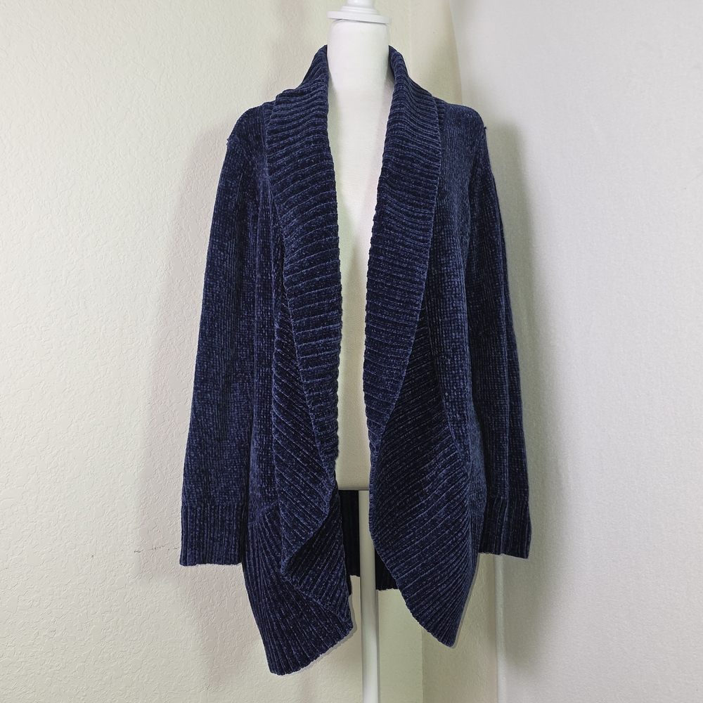 Soma Navy Chenille Draped Open-Front Cardigan